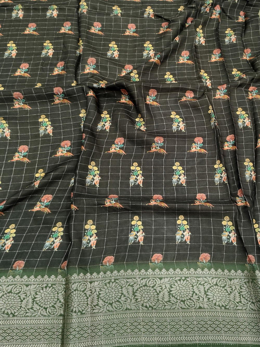 Light Green Pure Viscose Floral Printed Saree