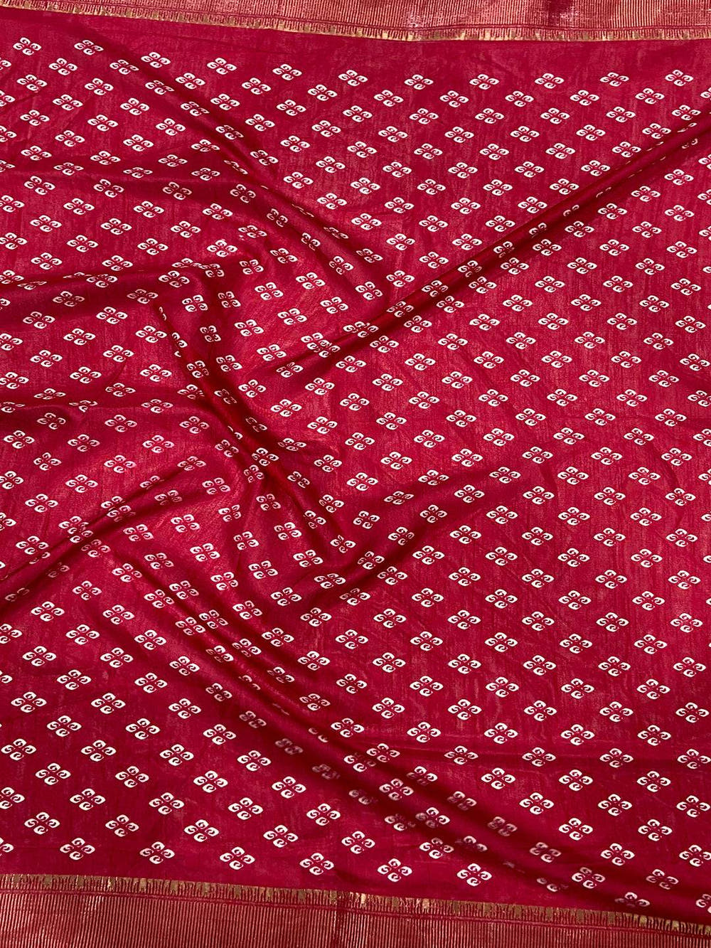 Red Soft Dola Bandhej Print Saree