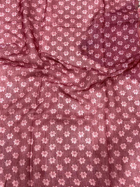 Rose Pink Kota Floral Digital Cut Work Saree