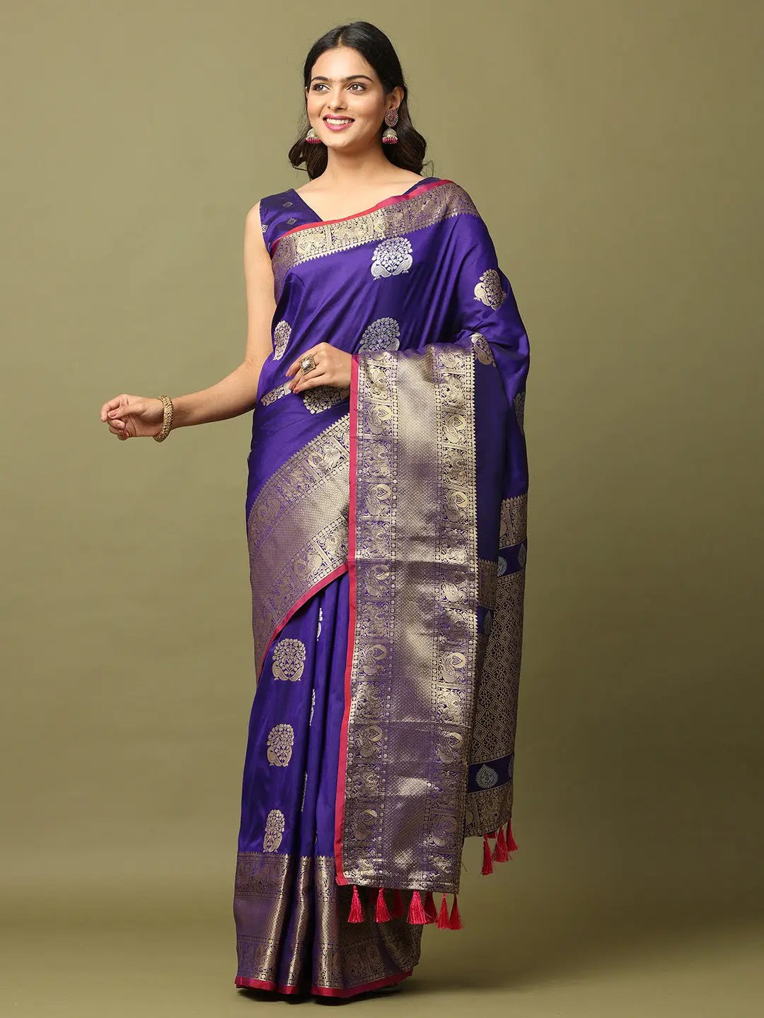  Pure Banarasi Katan Silk Kanchi Zari Weaving Saree