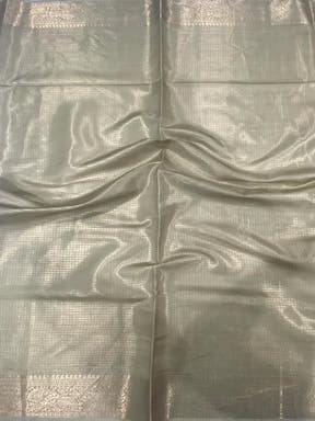 Stylish Olive Self Gold Zari Floral Print Saree