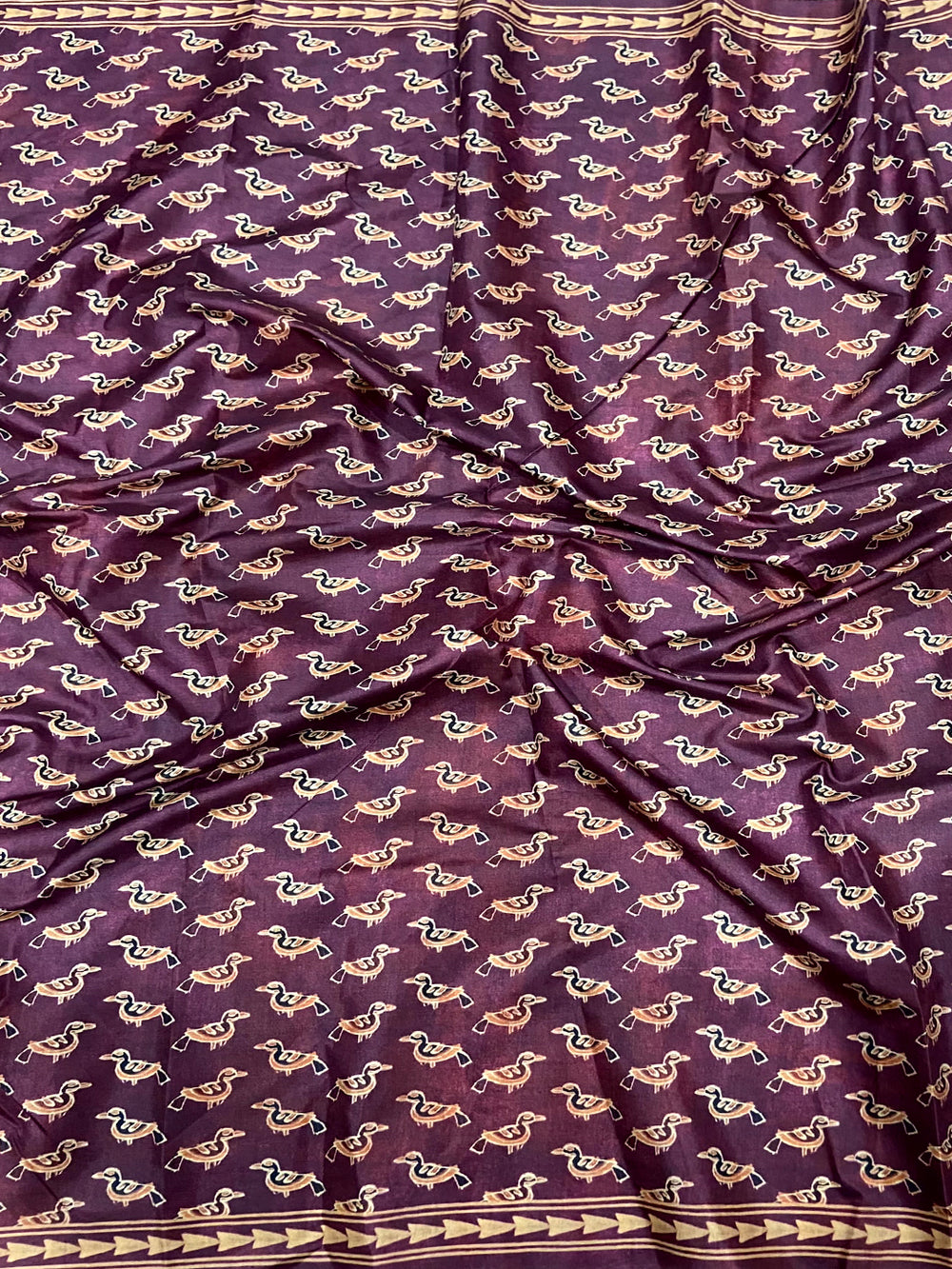 Beige Soft Dola Silk Printed Saree