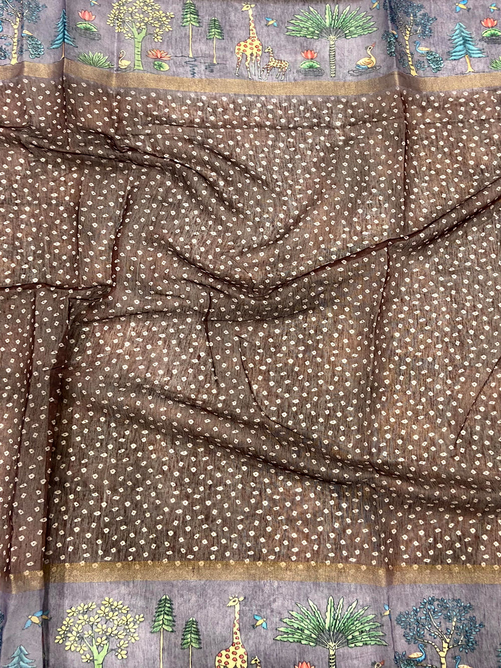 Exclusive Soft Chanderi Cotton Bandhej Print Saree