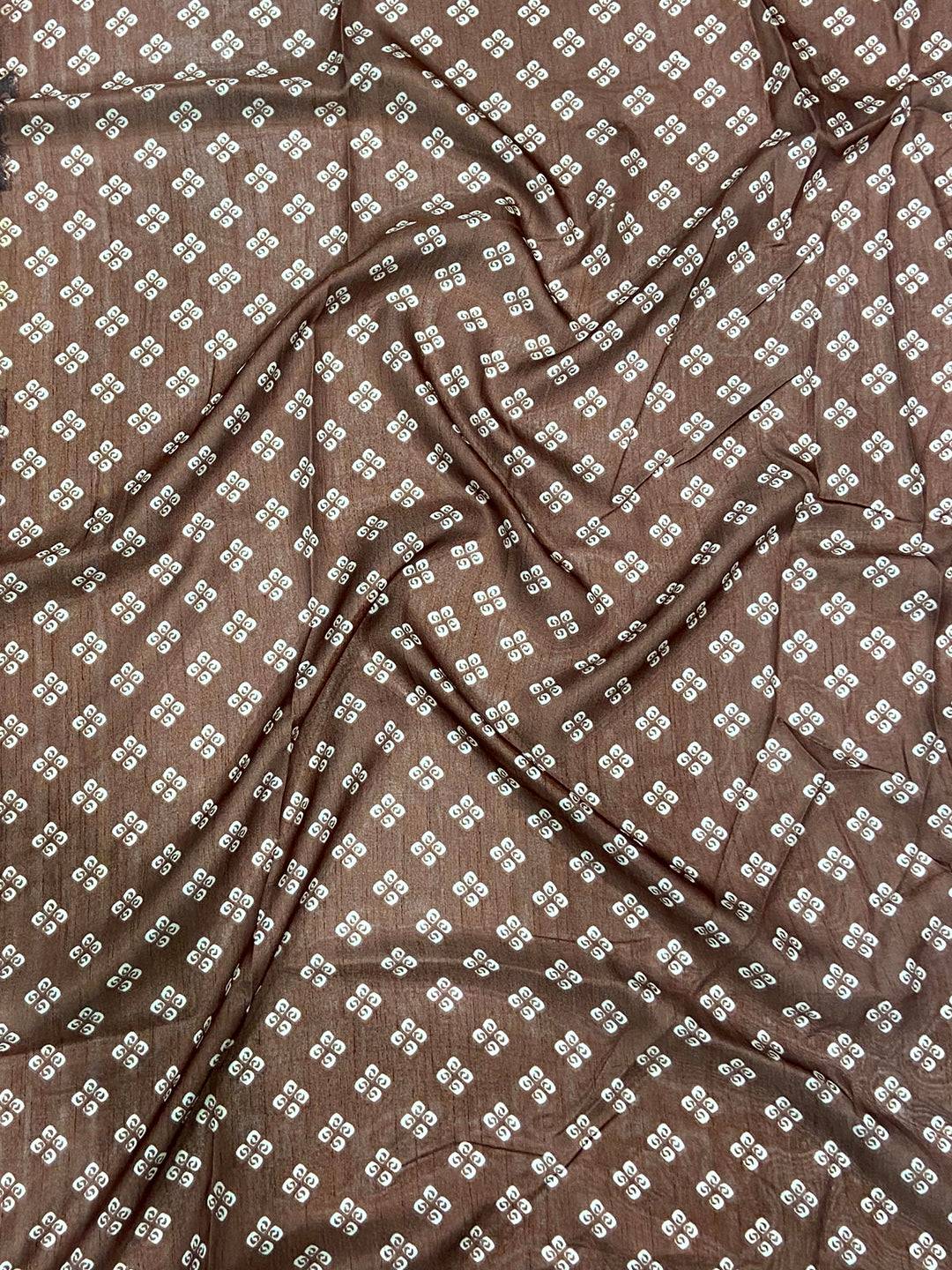 Brown Soft Dola Bandhej Print Saree