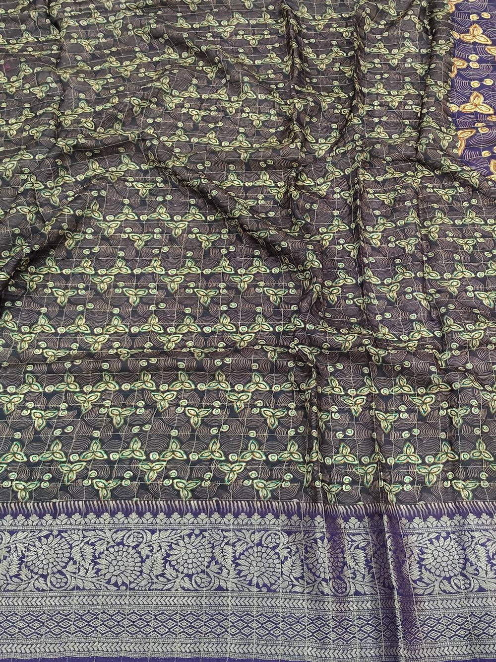 Royal Purple Ajrak Print Viscose Saree