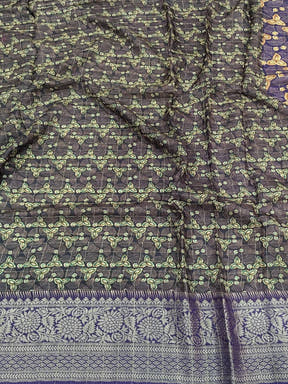 Royal Purple Ajrak Print Viscose Saree