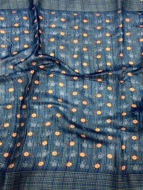 Pastel Blue Linen Digital Printed Saree