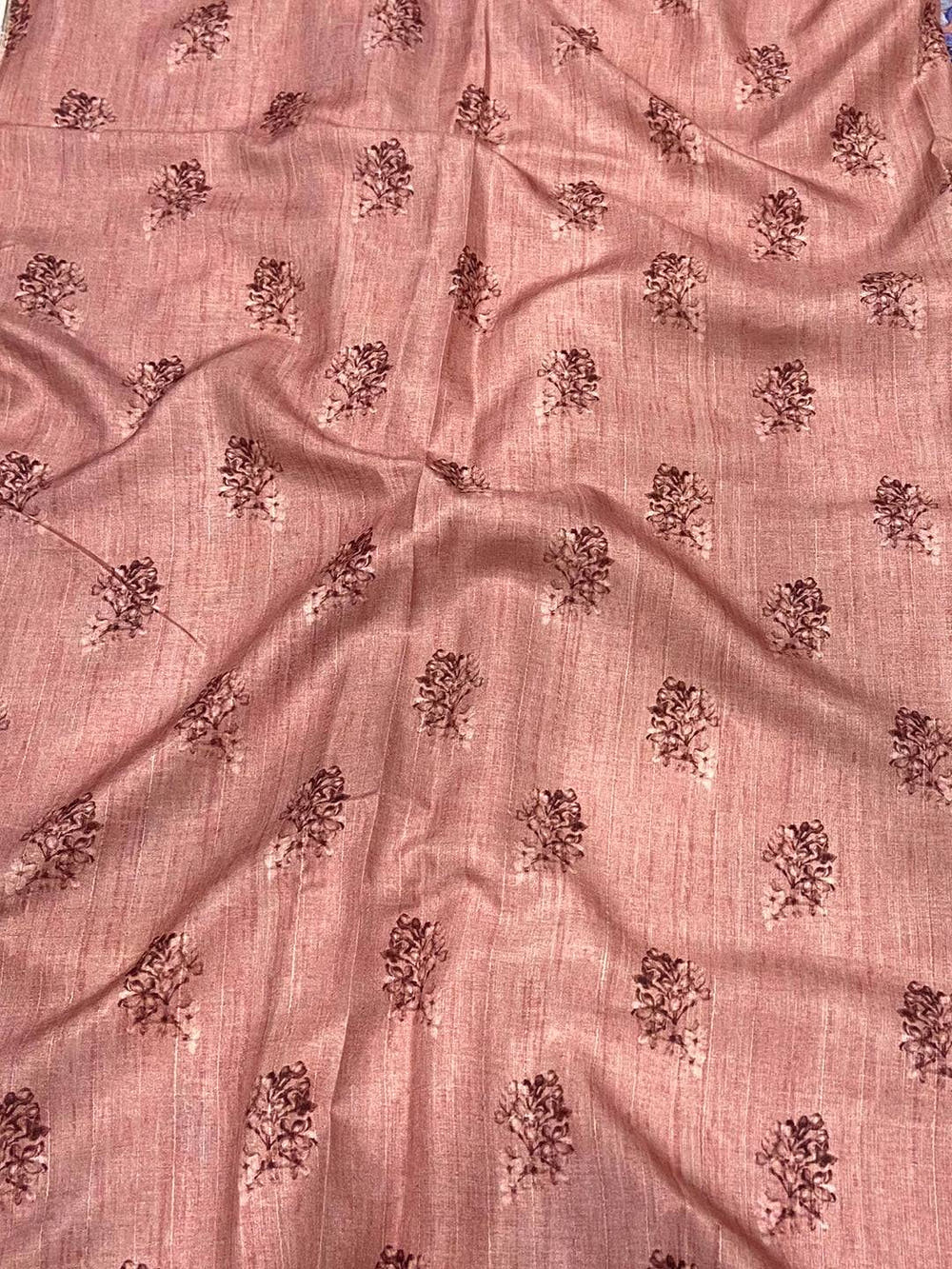 Off White Tussar Ghicha Silk Saree