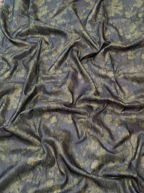 Textured fabric of pista silk saree with floral design