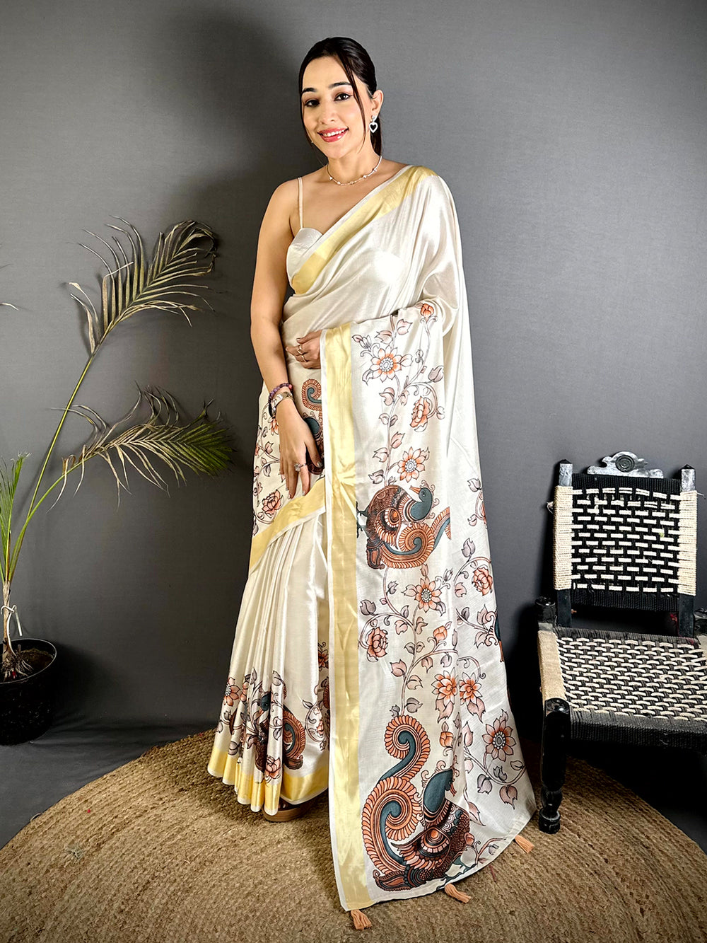 Heritage Pen Kalamkari Khadi Silk Saree