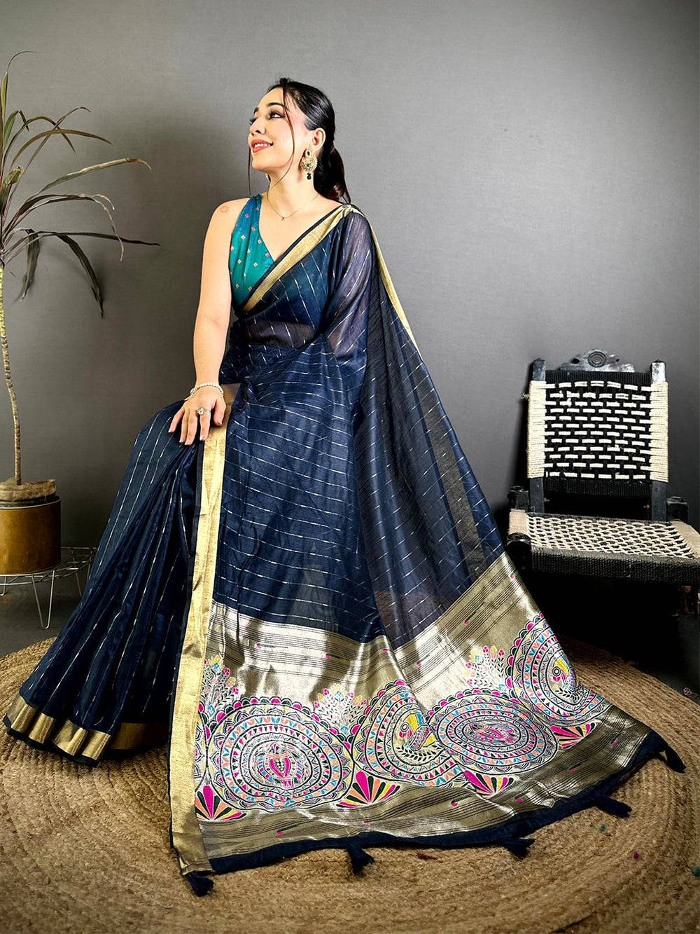 Classic Madhubani Jacquard Rich Pallu Saree
