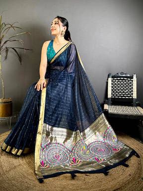 Classic Madhubani Jacquard Rich Pallu Saree