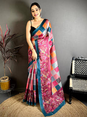 Classic Block Print Manipuri Saree