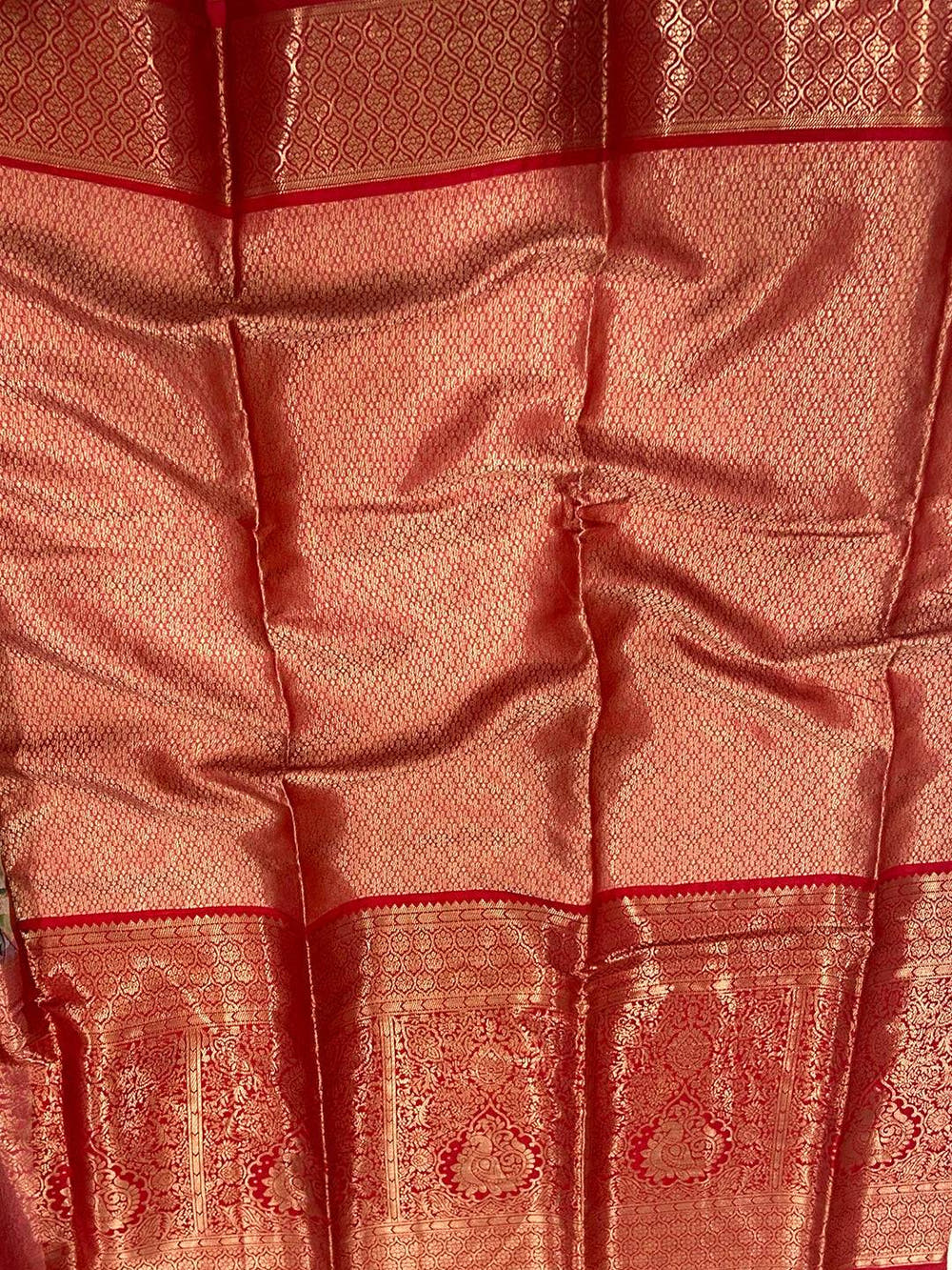 Beige Banarasi Floral Print Saree