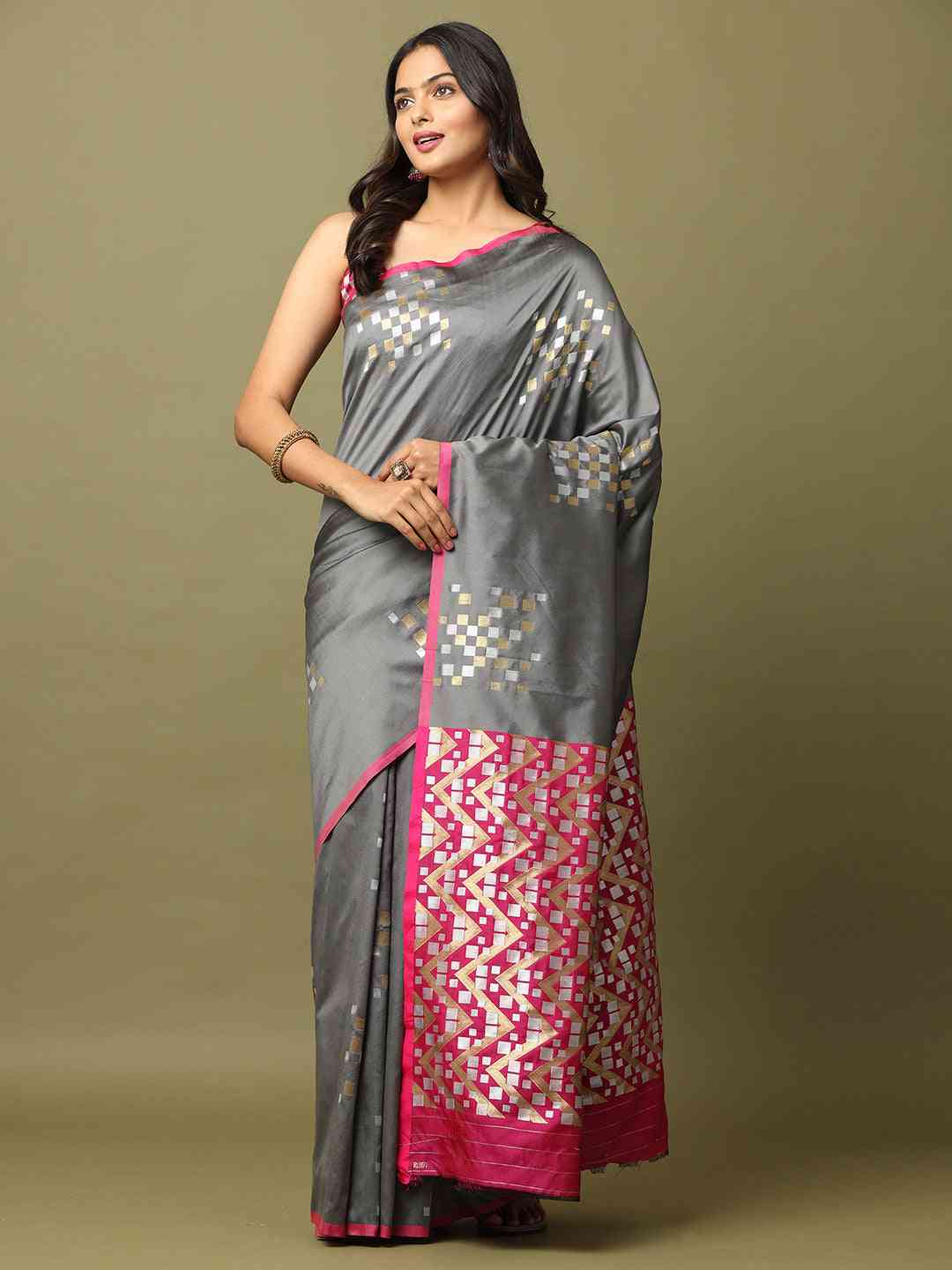  Pure Banarasi Katan Silk Kanchi Zari Weaving Saree