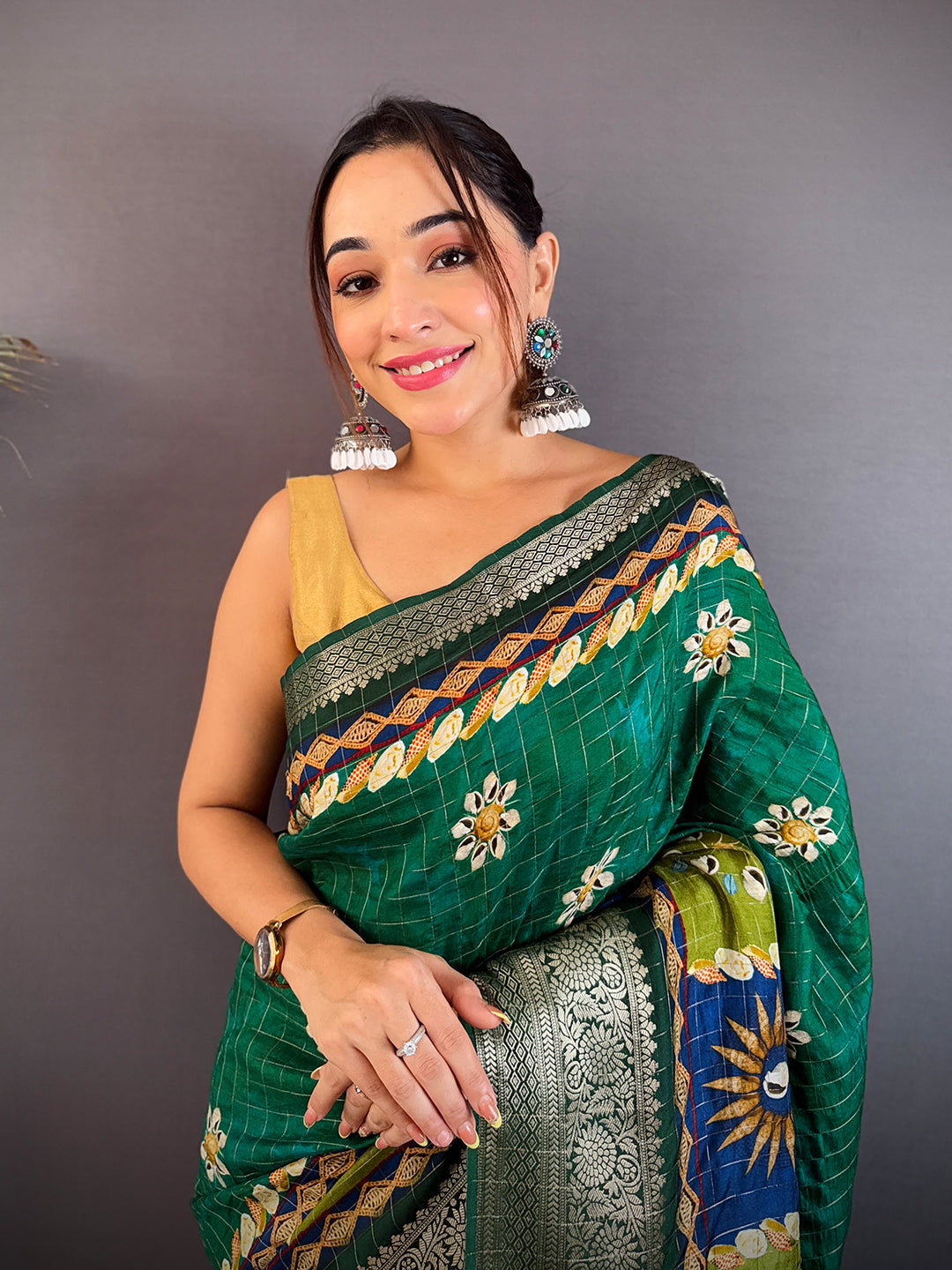 Elegant Bottle Green Kanchi Pattu Saree