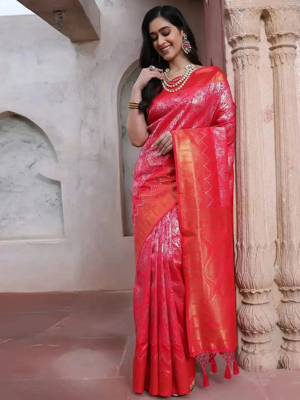 Kanjivaram Silk Saree With Zari Work 