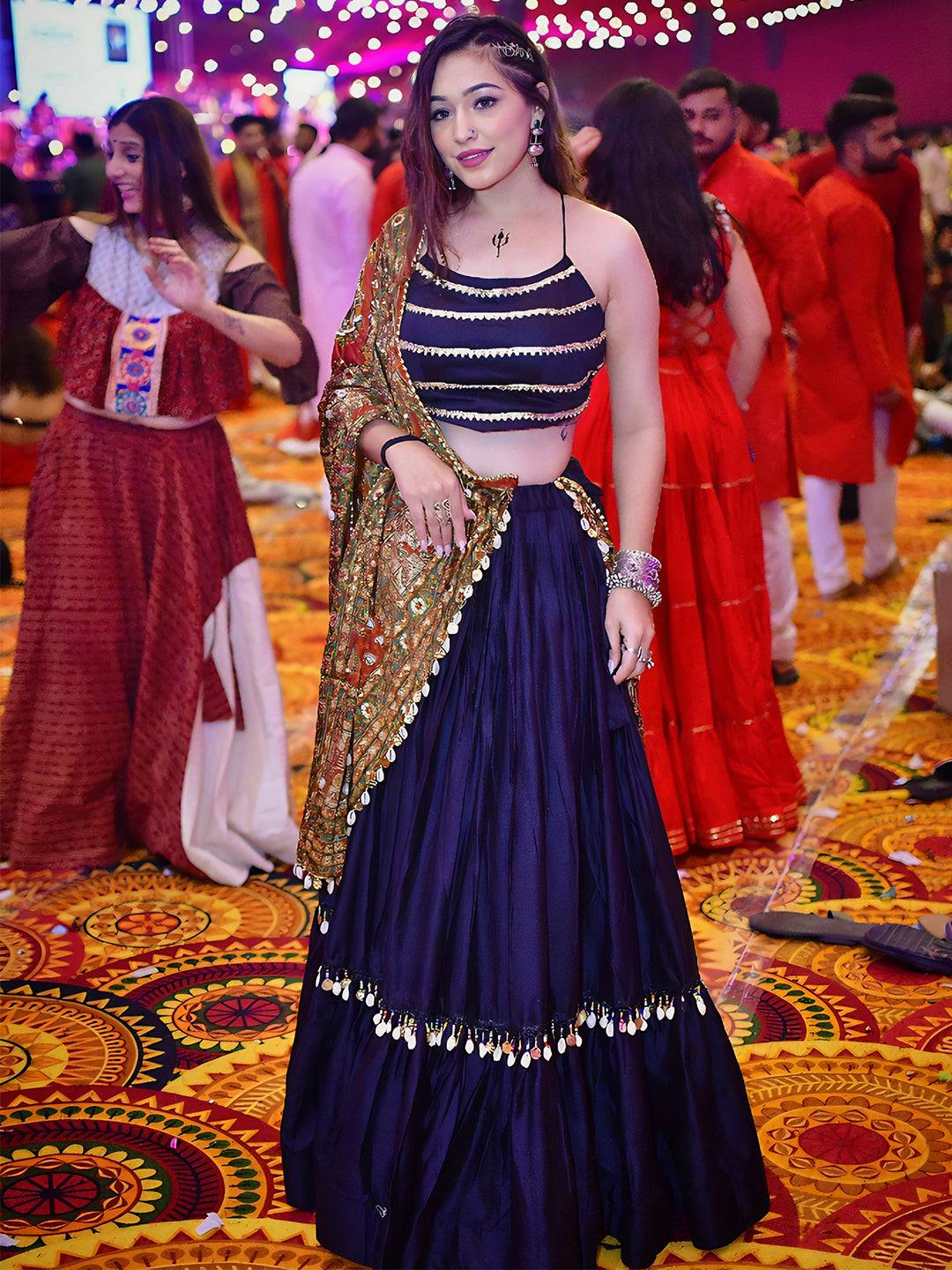 Reven Black Lehenga With Beaded Dupatta