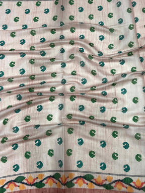 Crepe Pink Jungle Floral Zari Tissue Saree