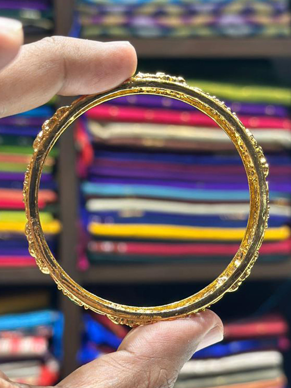 Antique Gold Stone Bangle