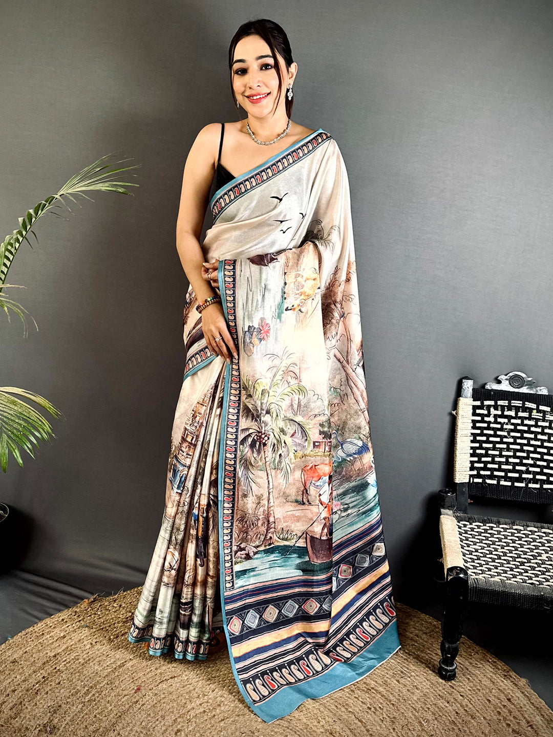 
Radiant Free-Hand Semi Tussar Saree