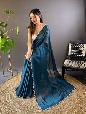 Teal Rangoli Silk Saree
