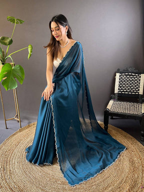 Teal Rangoli Silk Saree