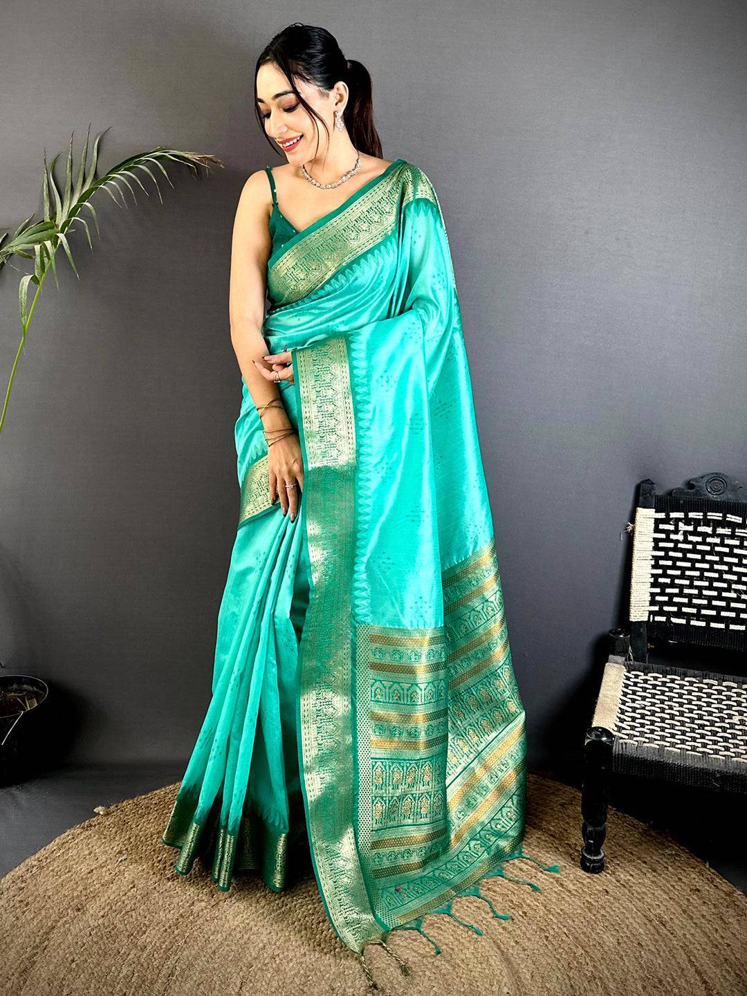 Rama Bandhej Weave Kanchi Pattu Saree

