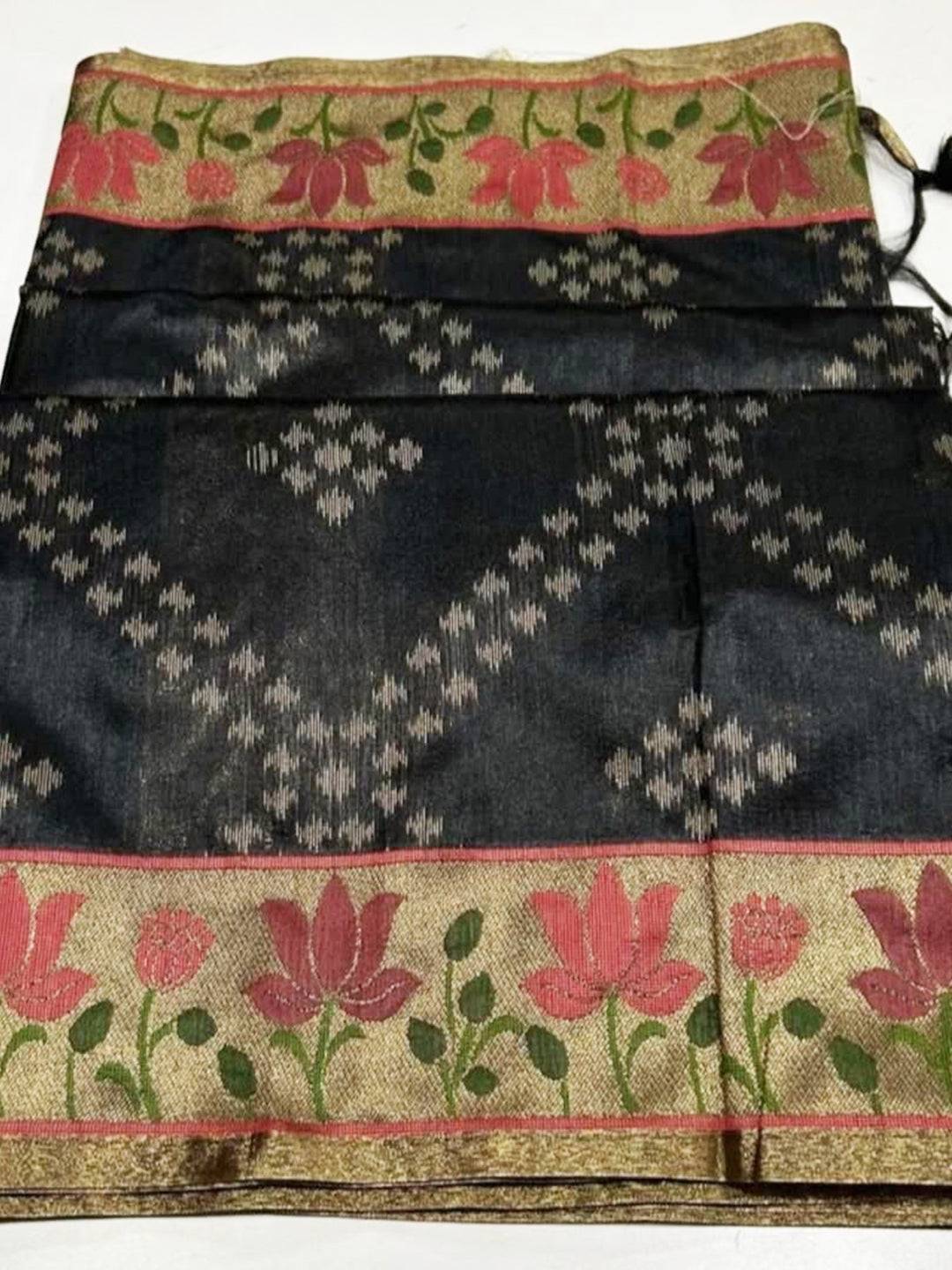 Pure Silk Feel Ikkat Handloom Saree