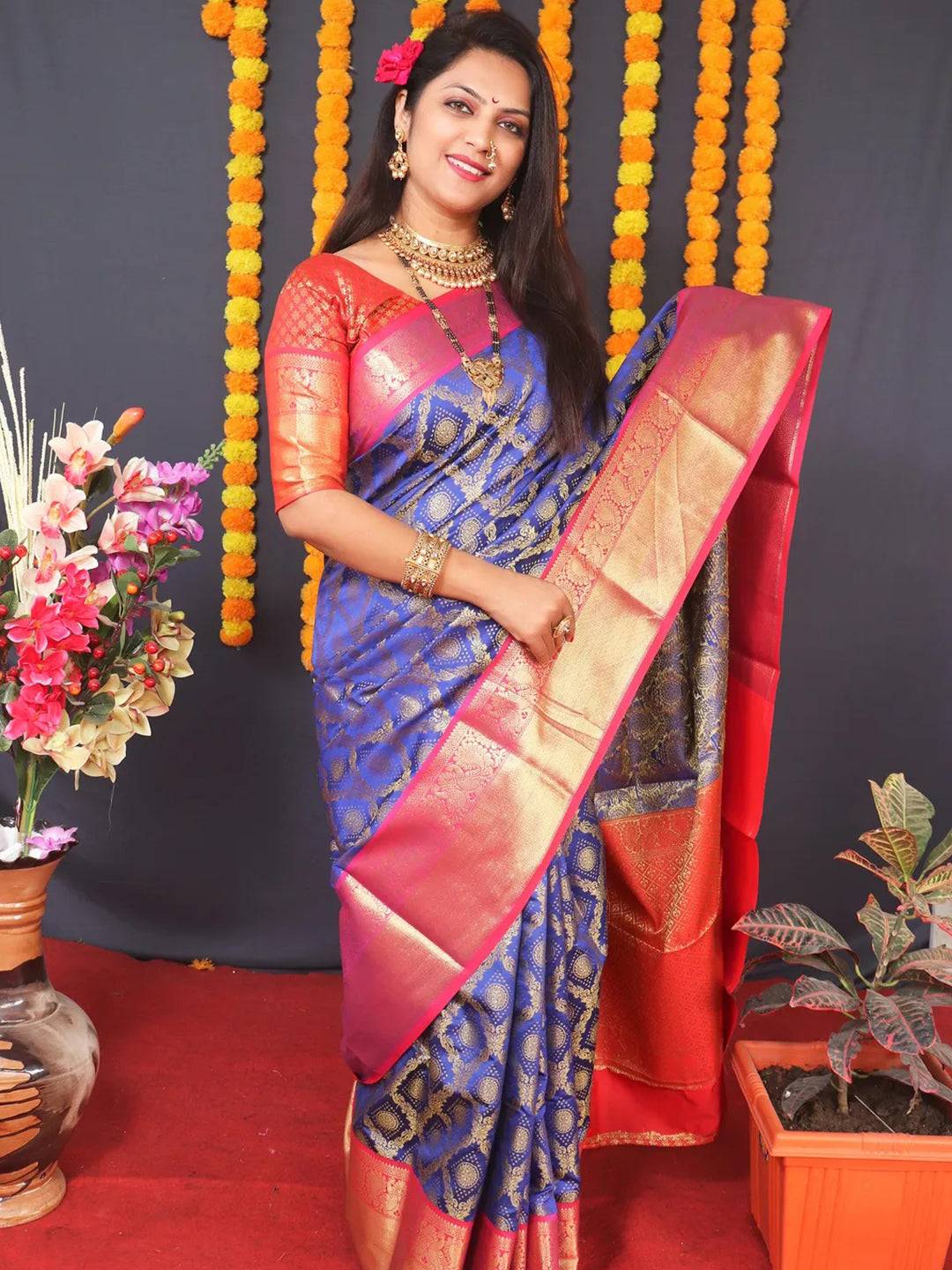 Royal Blue Banarasi Brocade Saree