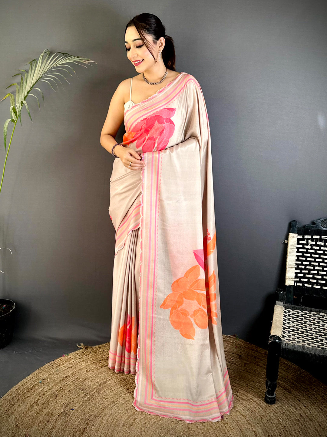 Artistic Swarovski Chinnon Floral Saree