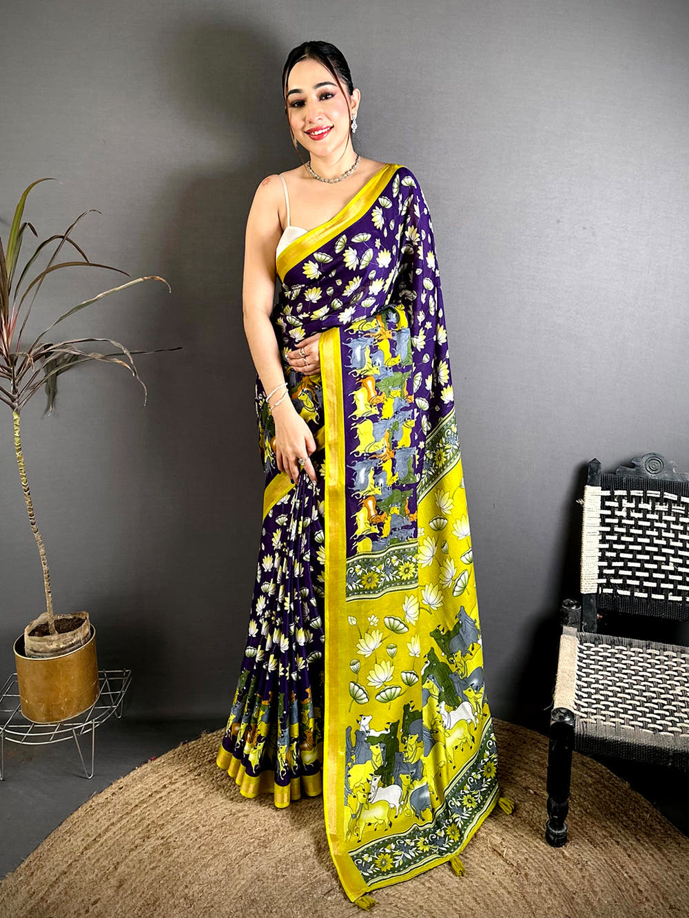Stylish Mul Cotton Pichwai Kalamkari Saree