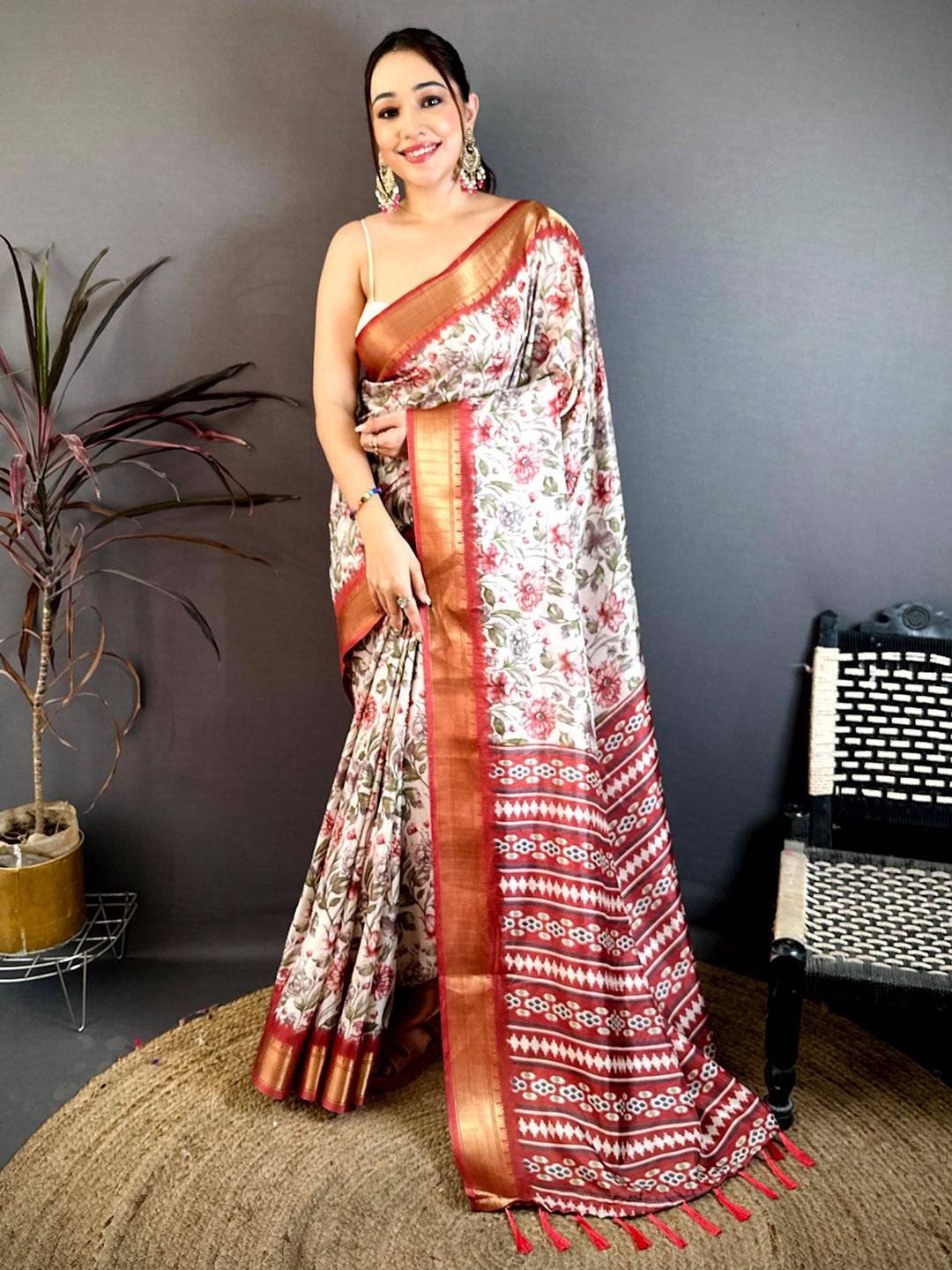Red Floral Beauty Designer Saree