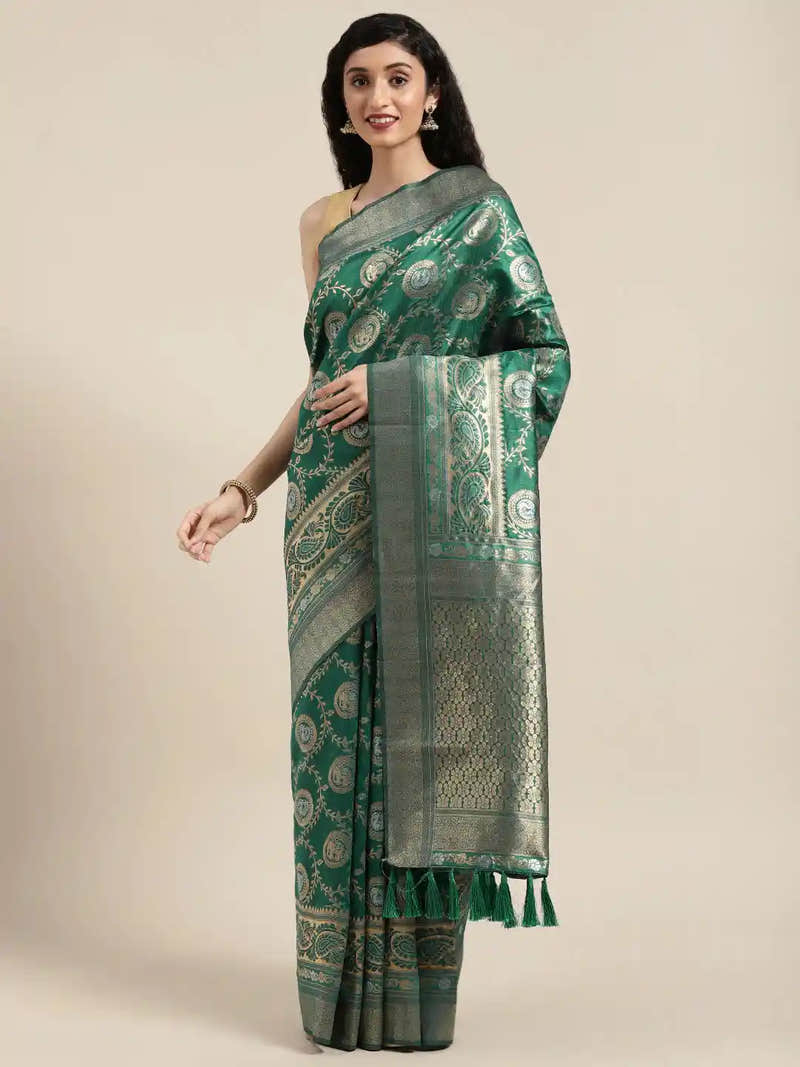 Banarasi Green Colour Woven Design Silk Saree