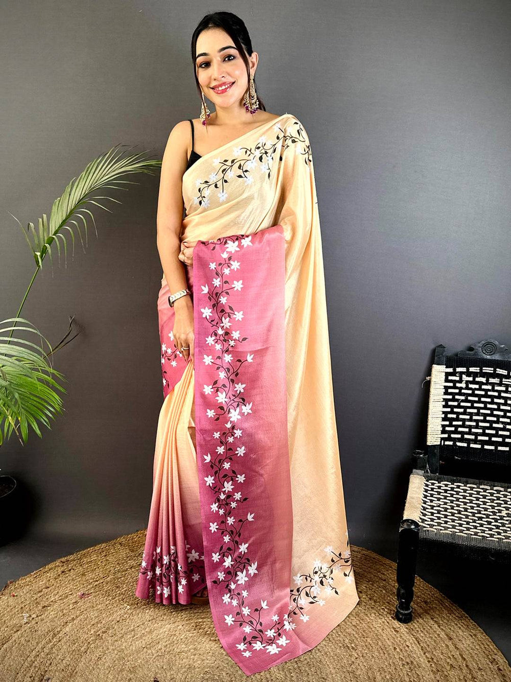 Vibrant Soft Chinnon Chiffon Floral Saree