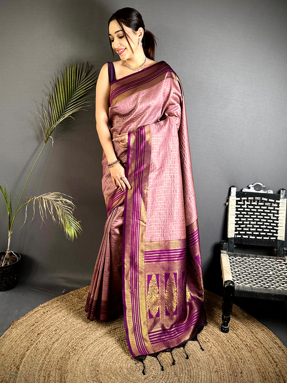 Opulent Magenta Banarasi Katan Silk Saree