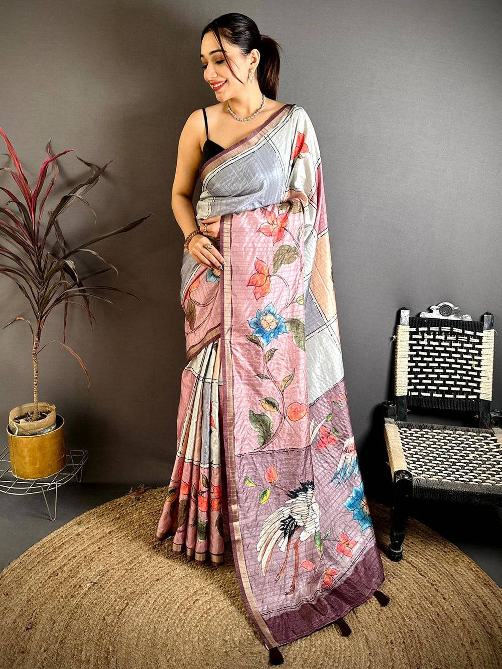 Radiance Digital Kalamkari Tussar Saree