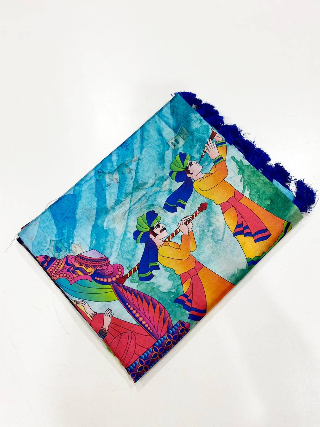 Sky Blue Soft Banarasi Silk Digital Print Saree