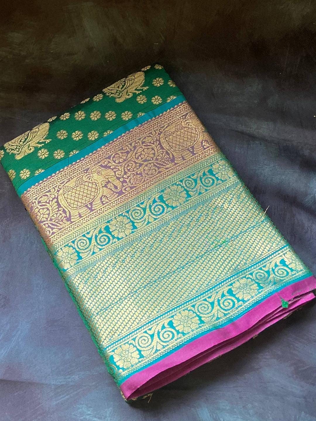 Soft Banarasi Silk Green Colour Saree With Rich Print pallu