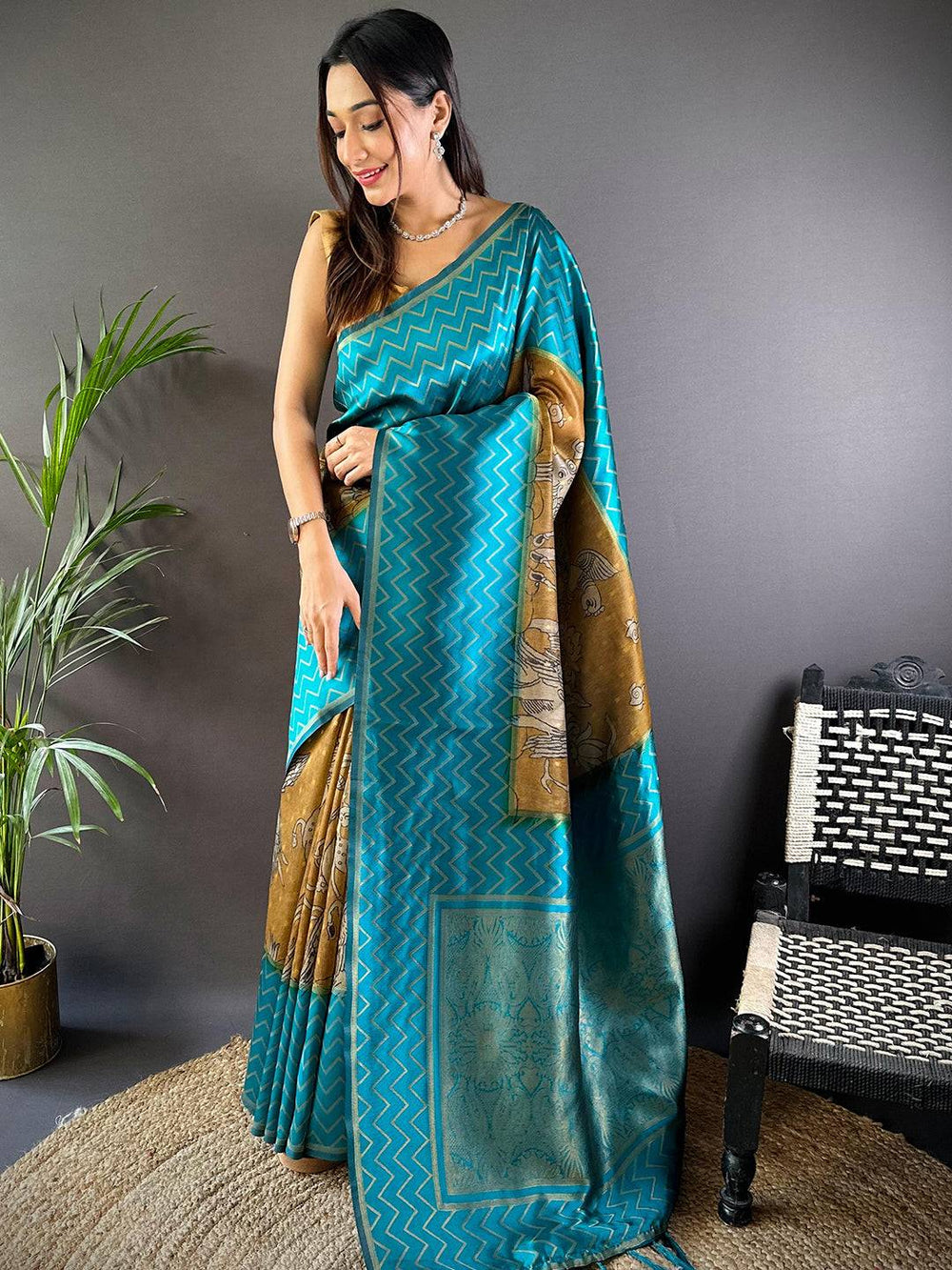 Rama Heritage Weave Kalamkari Soft Silk Saree