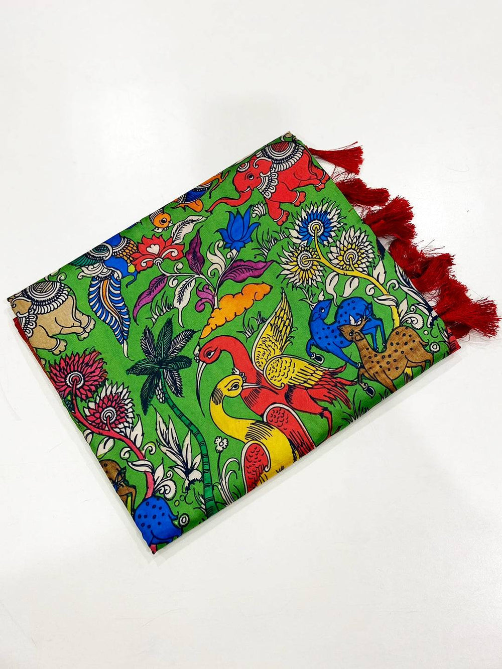 Green Digital Kalamkari Banarasi Saree