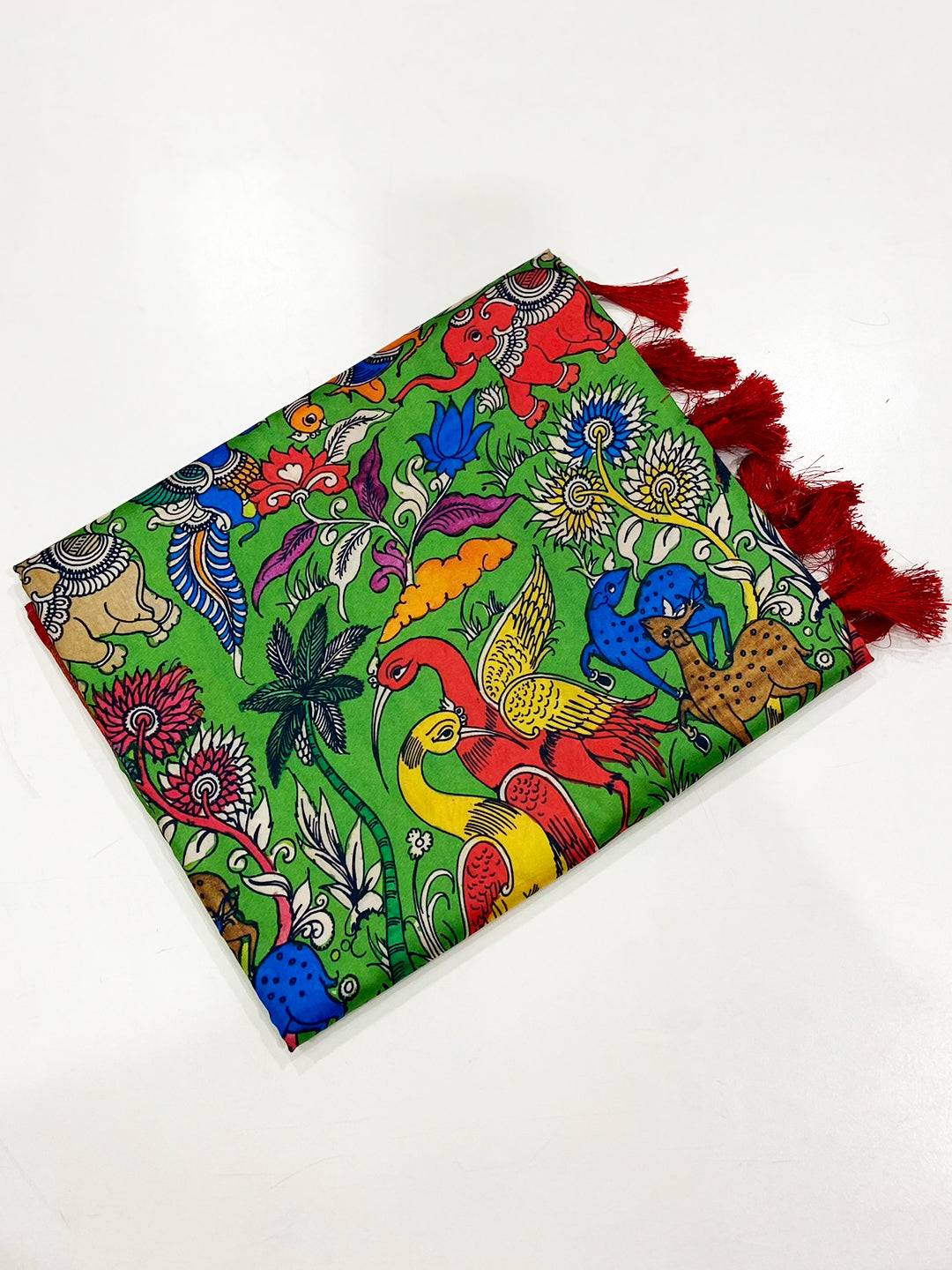 Green Digital Kalamkari Banarasi Saree