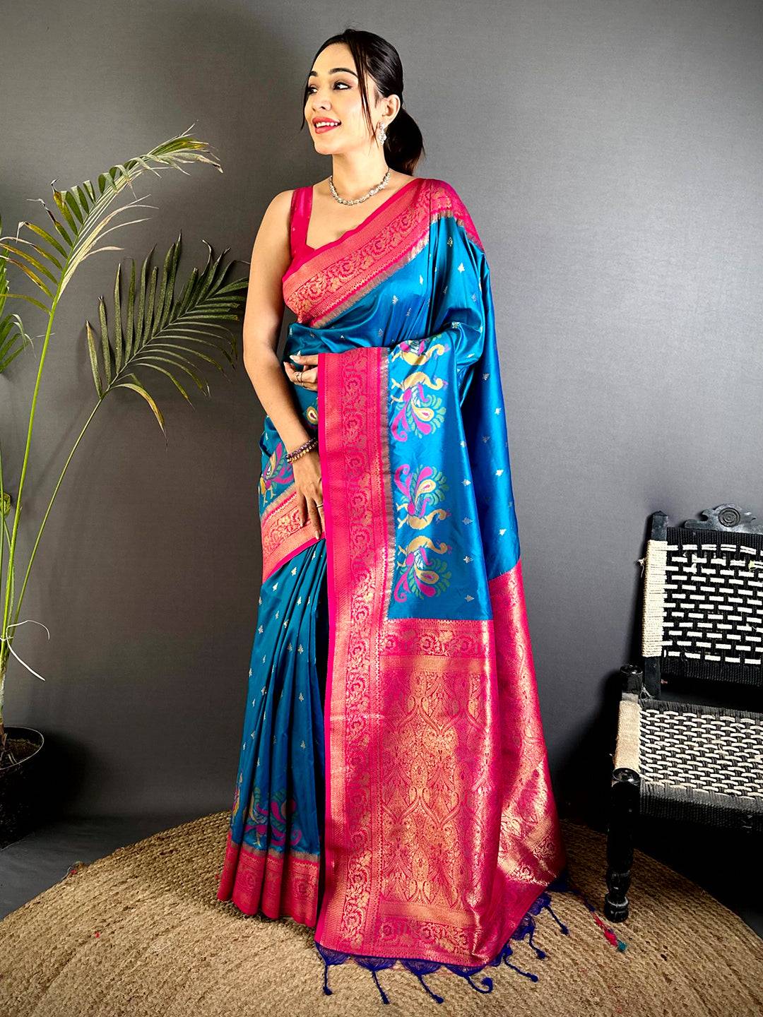 Regal Minakari Peacock Soft Silk Saree


