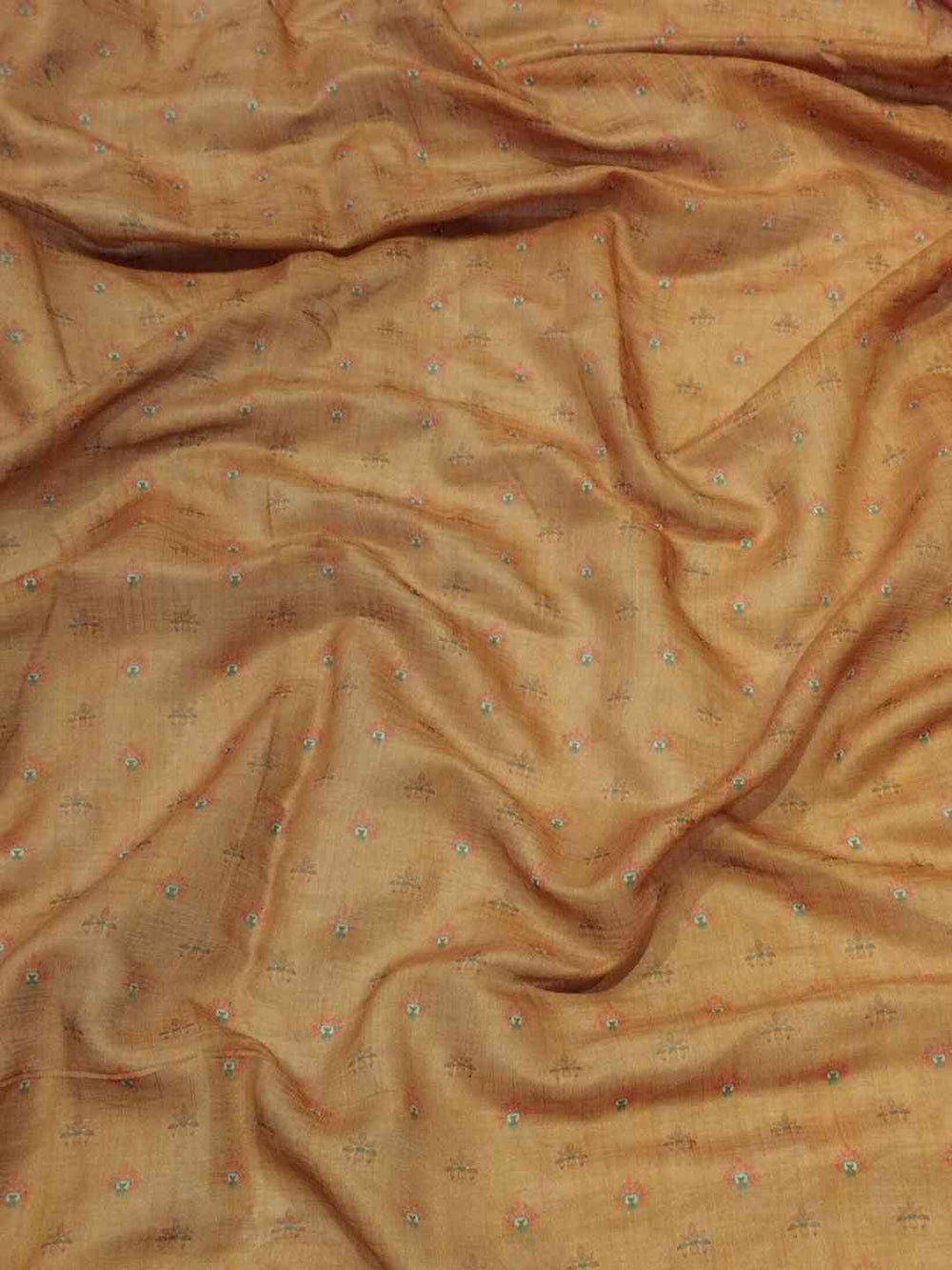 Close-up of fabric with intricate Kalamkari print