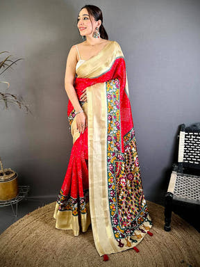 Opulent Bandhej Print Dola Silk Saree