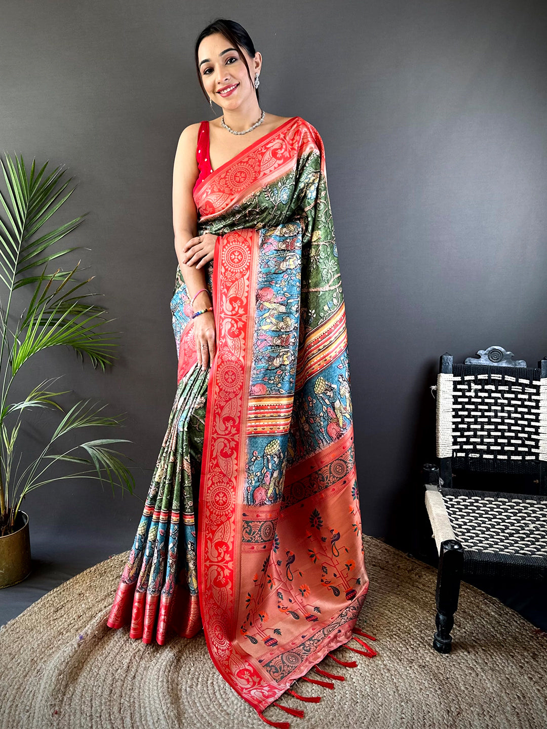 Green Yevla Pathani Soft Silk Saree
