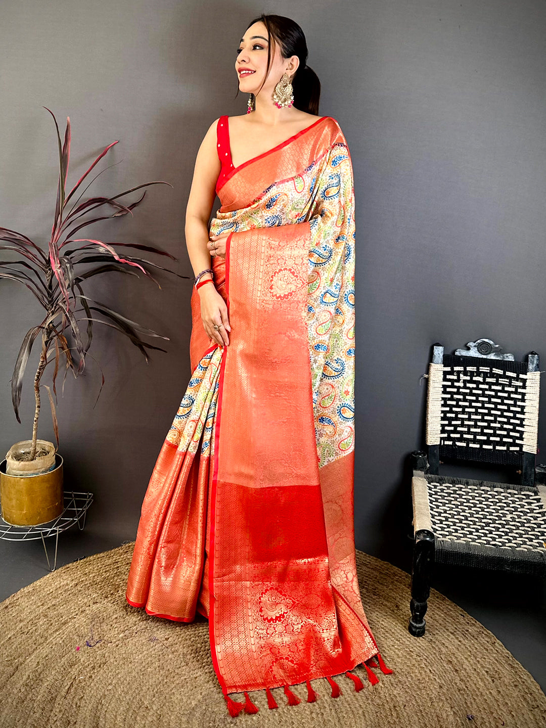 Radiant Soft Silk Digital Print Kanchi Saree