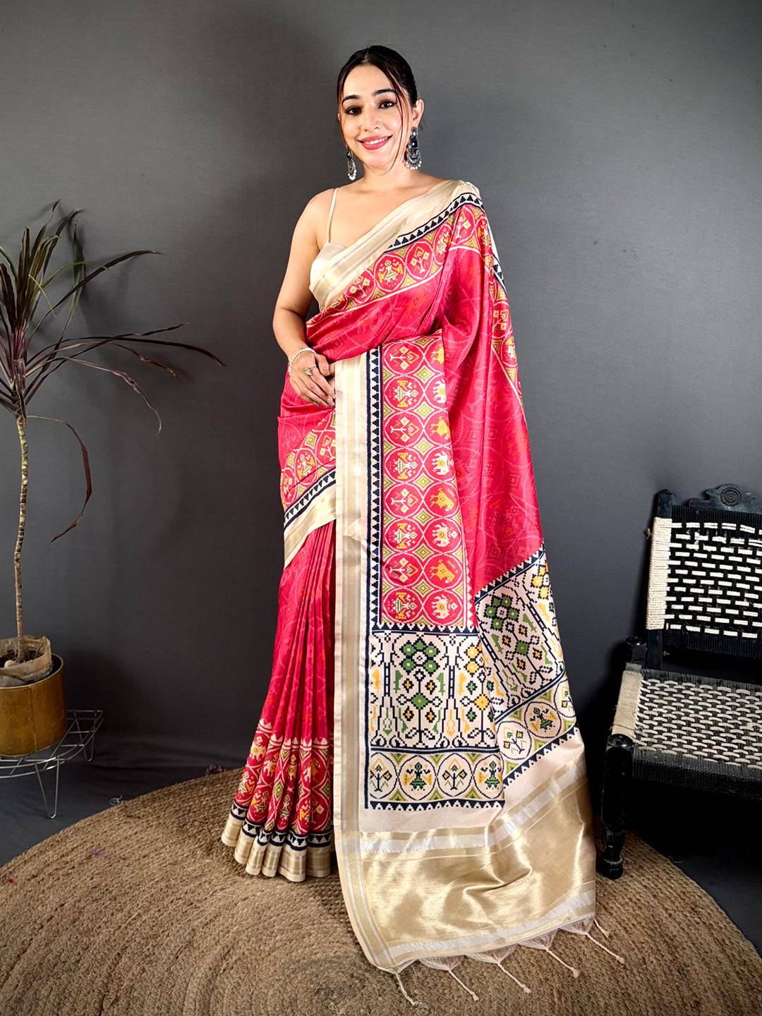Celebrity Pink Soft Kanchi Silk Saree