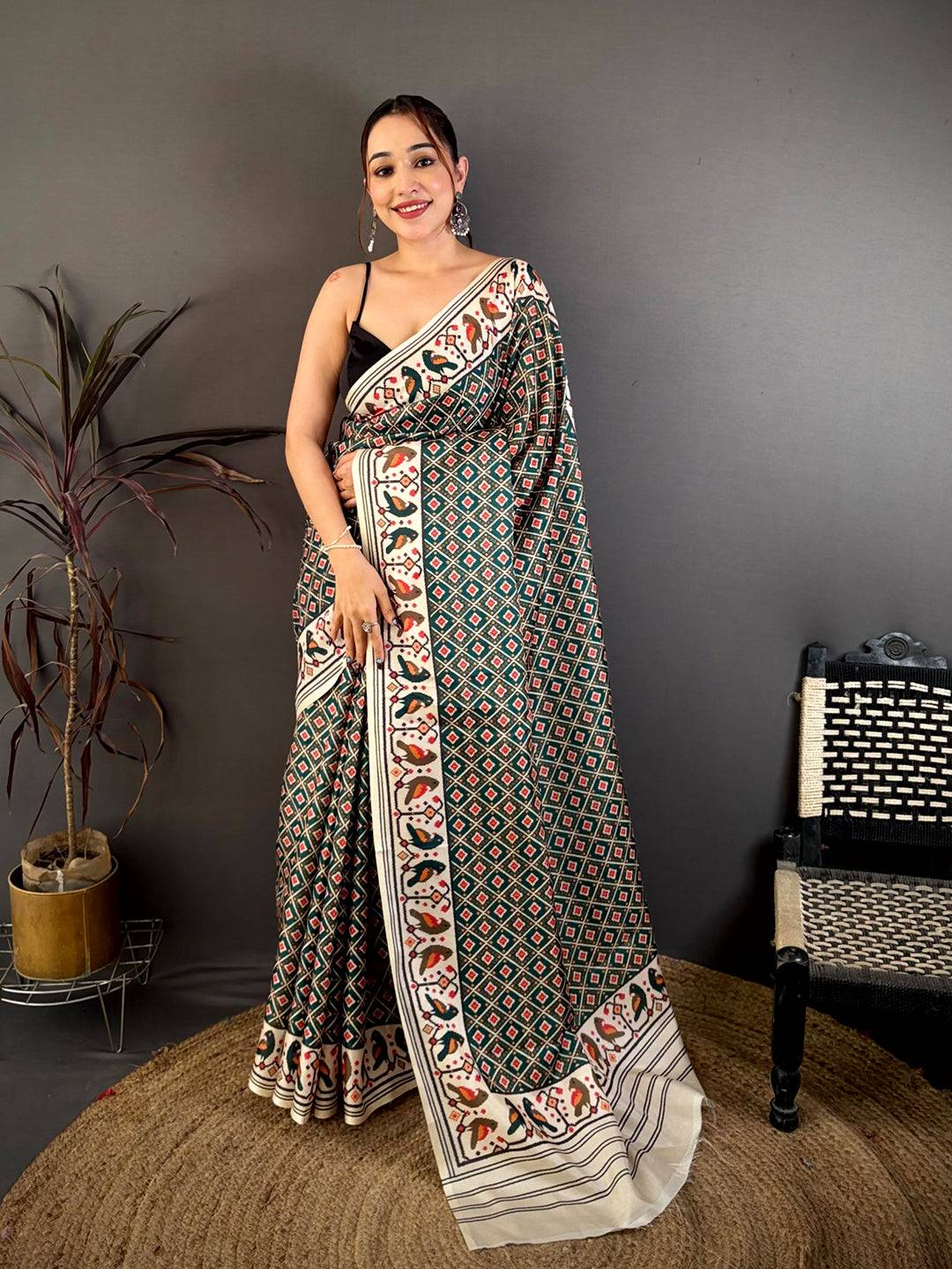 Double Ikkat Checks Soft Tussar Saree