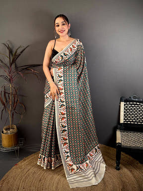 Double Ikkat Checks Soft Tussar Saree